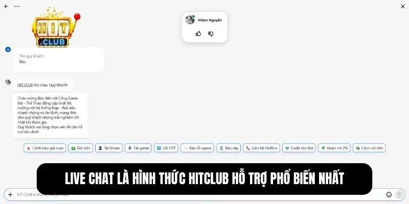 Hitclub hỗ trợ